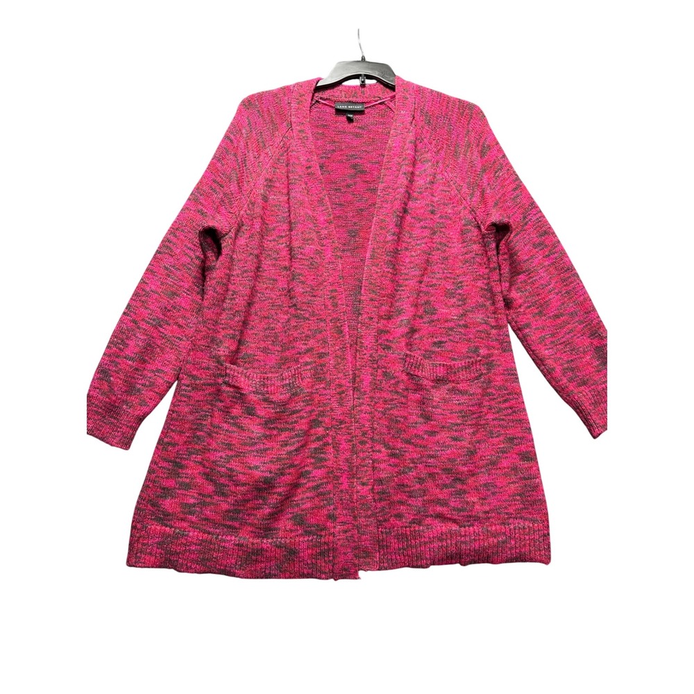 Lane Bryant Cardigan Sweater Womens 18/20 Pink Gray Open Front Space Dye Knit